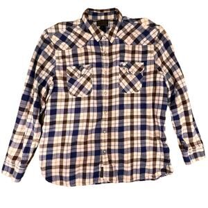 Lucky Brand Woman Plaid Flannel Button Up with Western Pearl Snaps Size 2XL